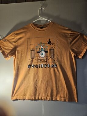 Brain Dead Orange Short-Sleeve Tee with Graphic Stage Illustration